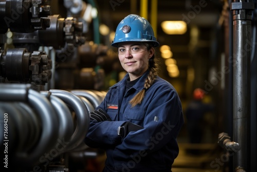 Capturing the Strength and Determination of a Woman Boilermaker Amidst Her Workshop