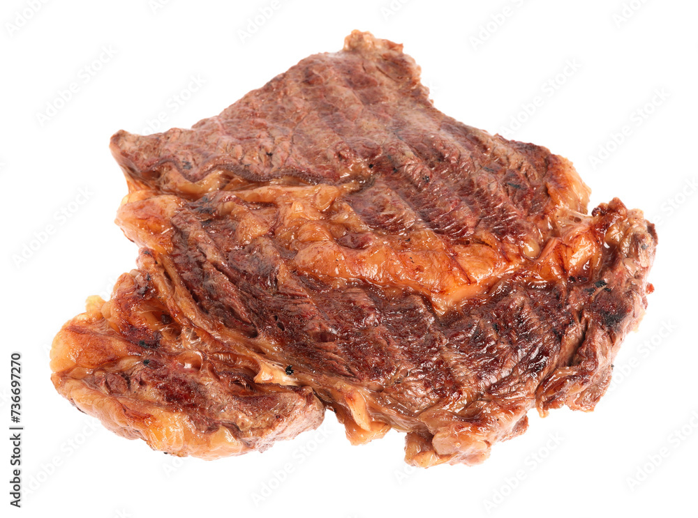 Delicious grilled beef steak isolated on white Delicious grilled beef steak isolated on white