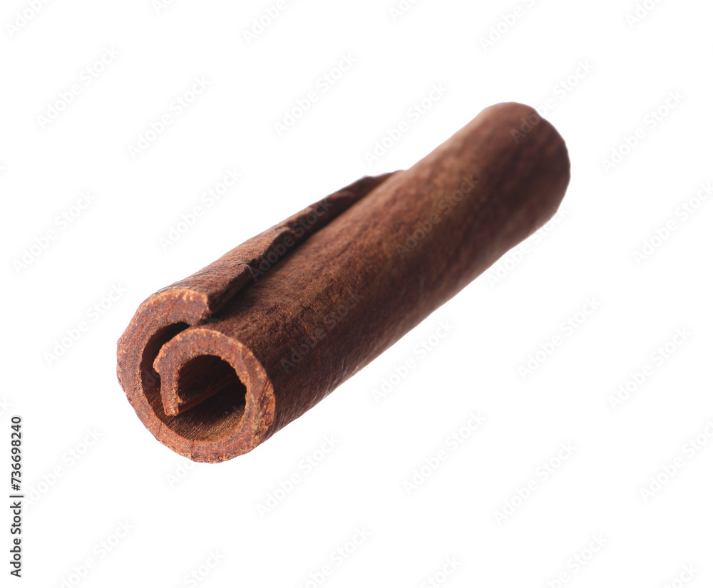 One aromatic cinnamon stick isolated on white One aromatic cinnamon stick isolated on white