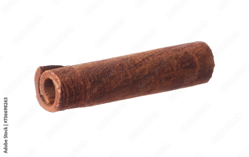 One aromatic cinnamon stick isolated on white One aromatic cinnamon stick isolated on white