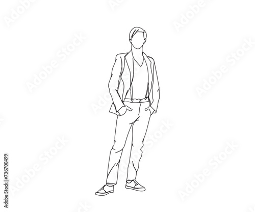 Man  Boy Line Drawing Ai  EPS  SVG  PNG  JPG zip file