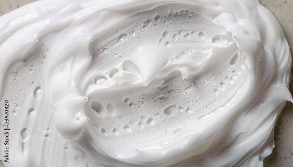 Texture of shaving foam, closeup; abstract white bubble, cream, soap Texture of shaving foam, closeup; abstract white bubble, cream, soap