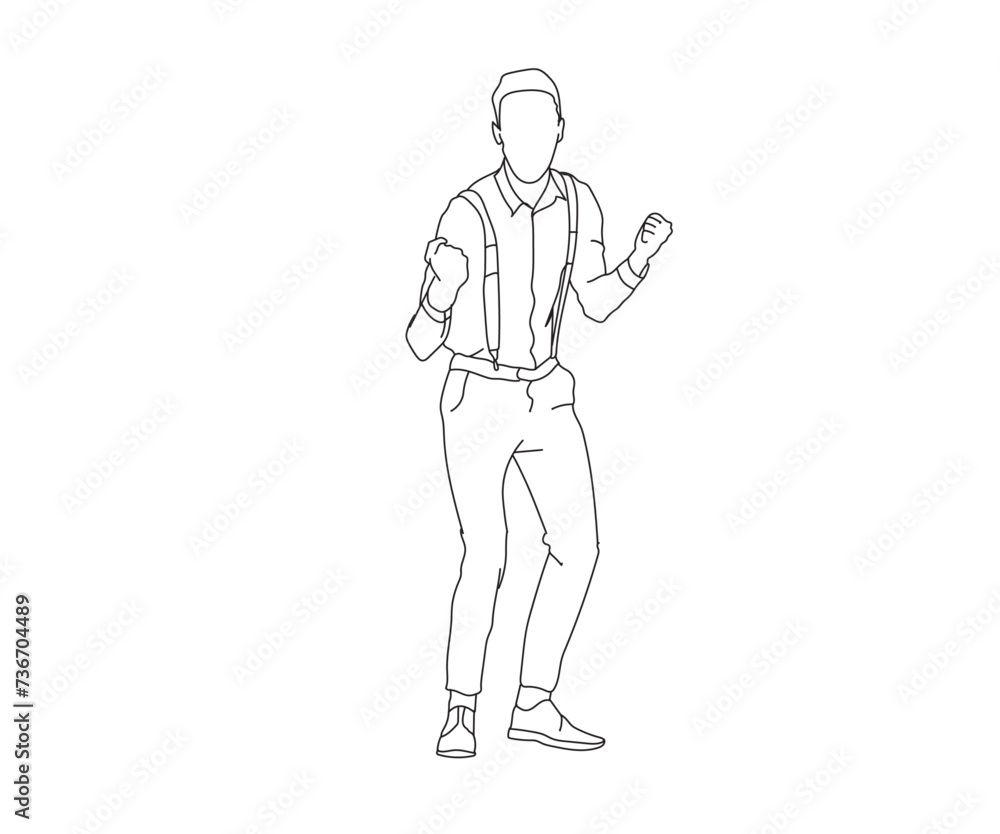 Man, Boy Line Drawing Ai, EPS, SVG, PNG, JPG zip file