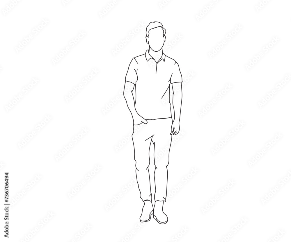 Man, Boy Line Drawing Ai, EPS, SVG, PNG, JPG zip file