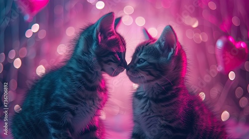 Love in the Universe: Adorable Kittens Share a Romantic Moment