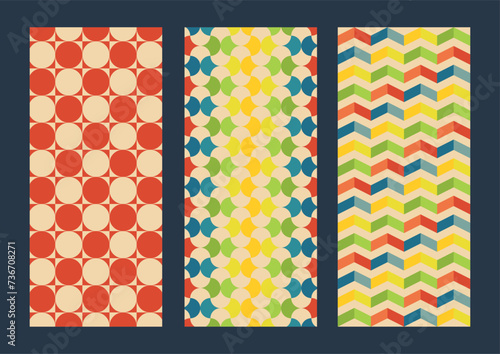 set of 3 banners with retro patterns, set of retro banner textures