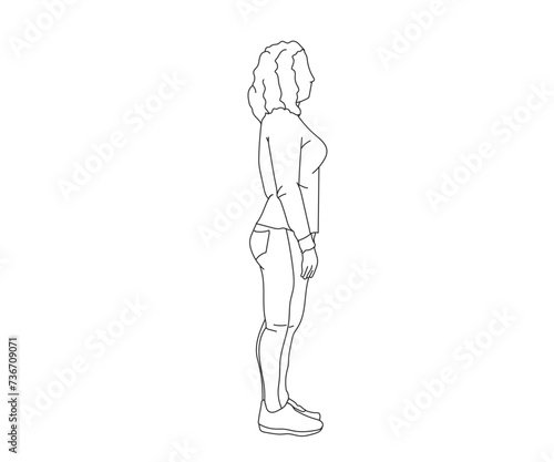Girl  woman Line Drawing Ai  EPS  SVG  PNG  JPG zip file