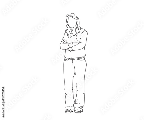 Girl, woman Line Drawing Ai, EPS, SVG, PNG, JPG zip file