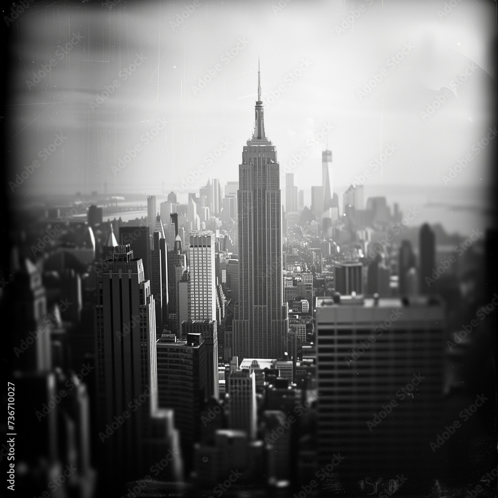 Monochrome Skyline with Empire State Building Dominating the View