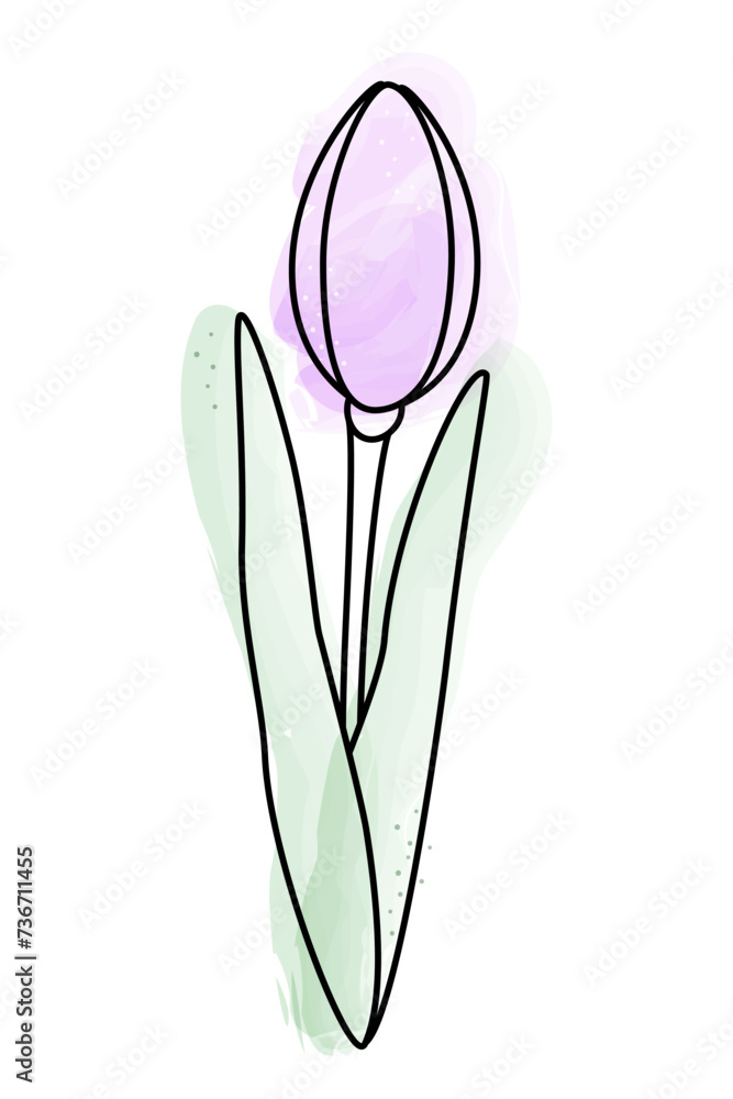 Abstract tulip in watercolor manner in trendy pale shades. Design element for springtime greetings Abstract tulip in watercolor manner in trendy pale shades. Design element for springtime greetings