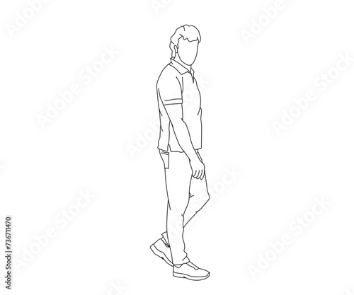 Man, Boy Line Drawing Ai, EPS, SVG, PNG, JPG zip file © LINDO