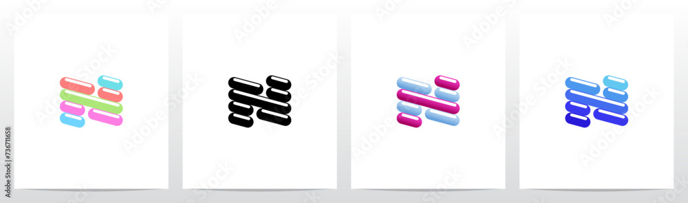 Rounded Edge Diagonal Lines Letter Logo Design N Rounded Edge Diagonal Lines Letter Logo Design N
