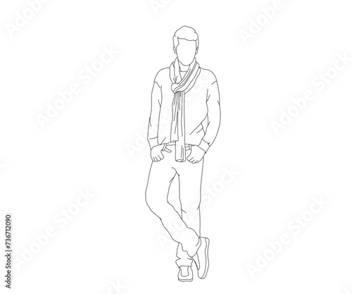 Man  Boy Line Drawing Ai  EPS  SVG  PNG  JPG zip file