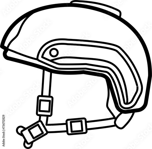 bulletproof helmet Outline Illustration Vector