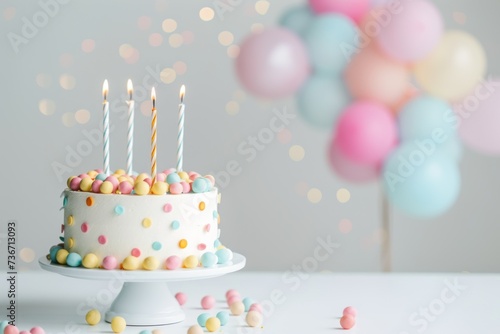 Festive cake with balloons