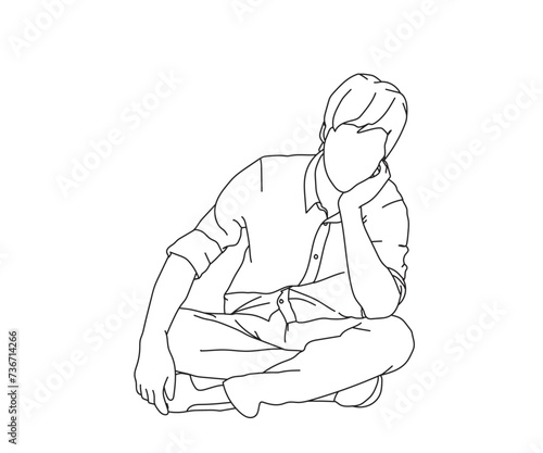 Man, Boy Line Drawing Ai, EPS, SVG, PNG, JPG zip file © LINDO