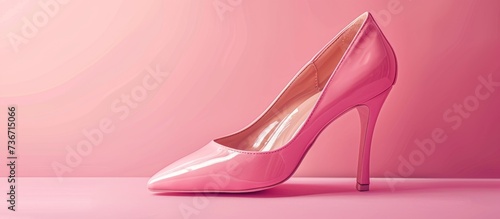 A magenta basic pump shoe is elegantly placed on a peach surface, perfect for a bridal or dancing event