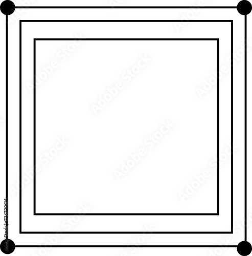 Several square frames and dots in the corners. Art to insert text, logo and other content.