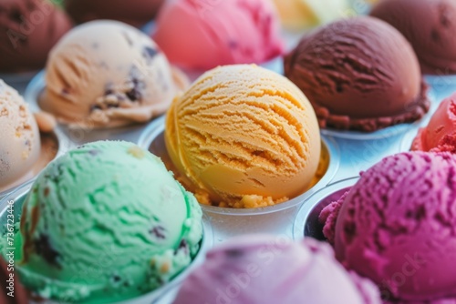 Brightly flavored ice creams in metal trays.