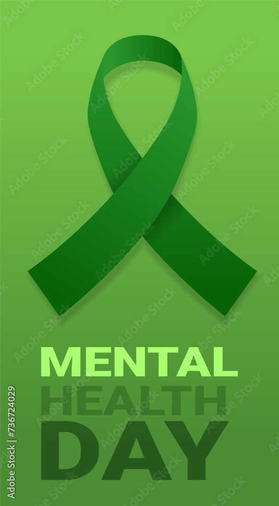 world mental health day awareness month banner with green ribbon vertical world mental health day awareness month banner with green ribbon vertical