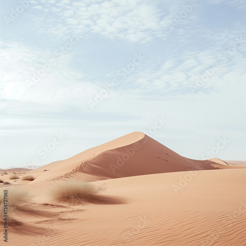 Saharan Dunes Under Blue Sky with Clouds