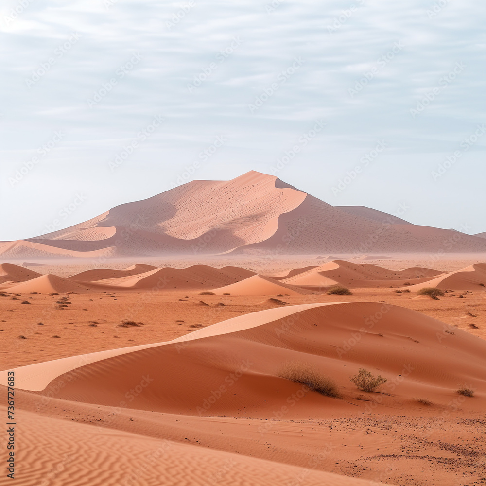 Sweeping Dunes of the Sahara Desert at Sunset