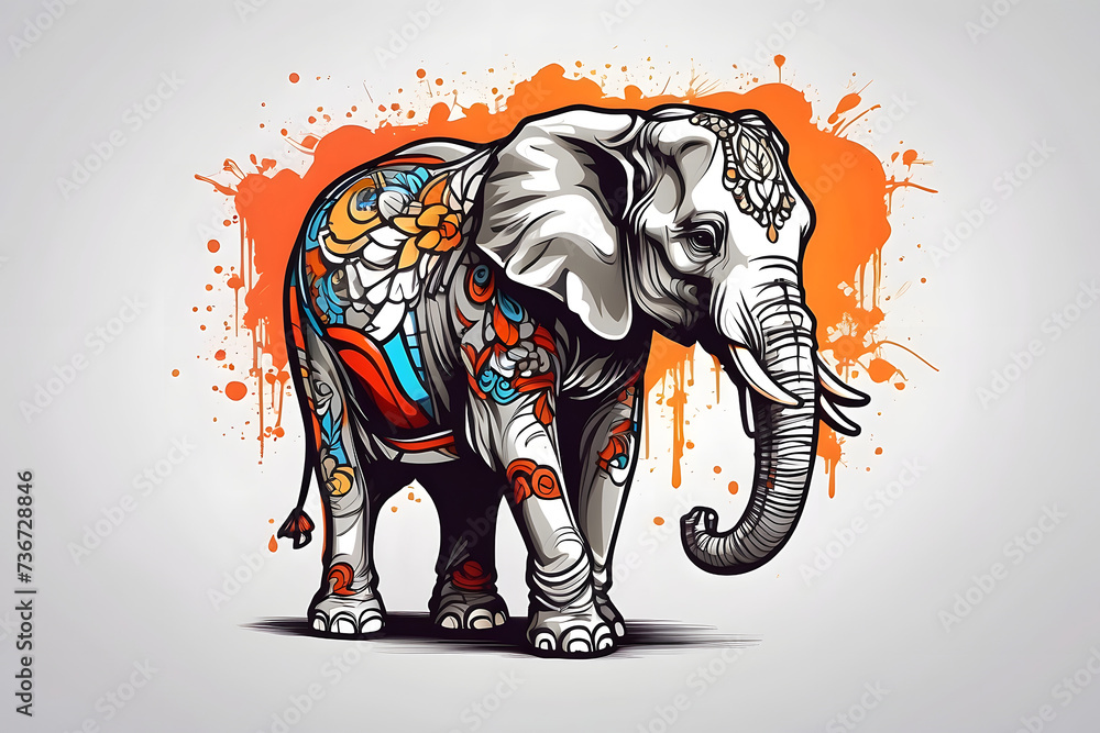Obraz premium An illustration of a majestic elephant walking in the wild, captured in vector format