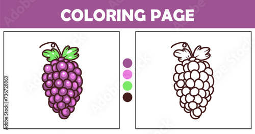 Grapes coloring page for kids vector illustration