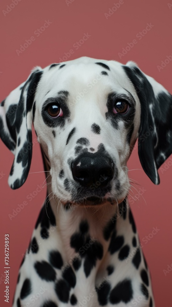 A dalmatian dog with black spots on its face. Generative AI. A dalmatian dog with black spots on its face. Generative AI.