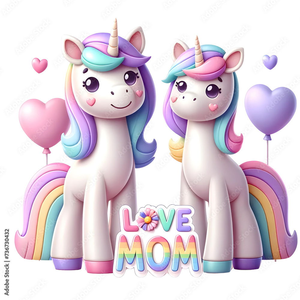 3d unicorn with word Love Mom 3d unicorn with word Love Mom