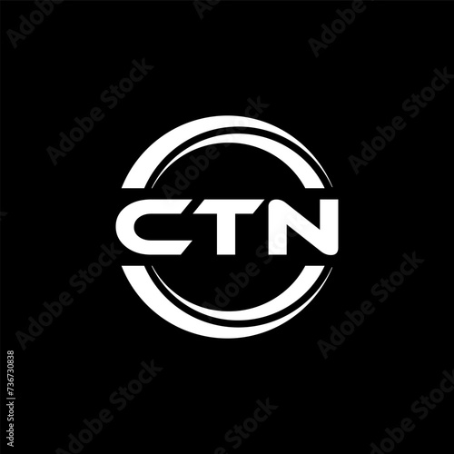 CTN letter logo design with black background in illustrator, vector logo modern alphabet font overlap style. calligraphy designs for logo, Poster, Invitation, etc.