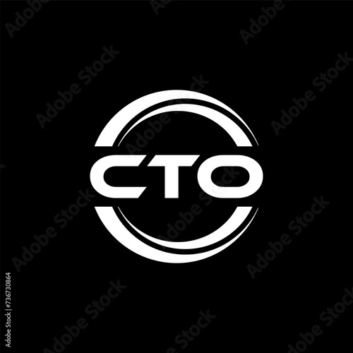 CTO letter logo design with black background in illustrator, vector logo modern alphabet font overlap style. calligraphy designs for logo, Poster, Invitation, etc.