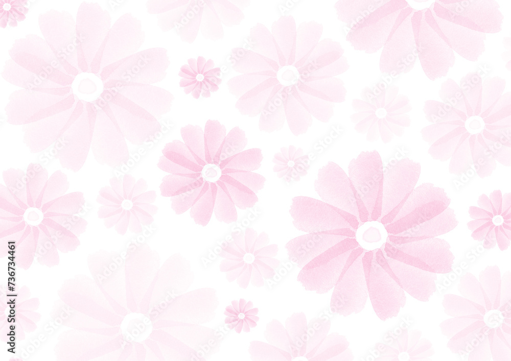 水彩のピンク色の花の背景イラスト