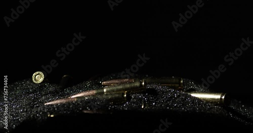 .300 AAC Blackout Cartridges In Bullet Grains. Rifle Bullets. closeup shot