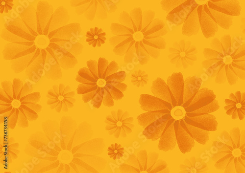 水彩のオレンジ色の花の背景イラスト © eto itosawa