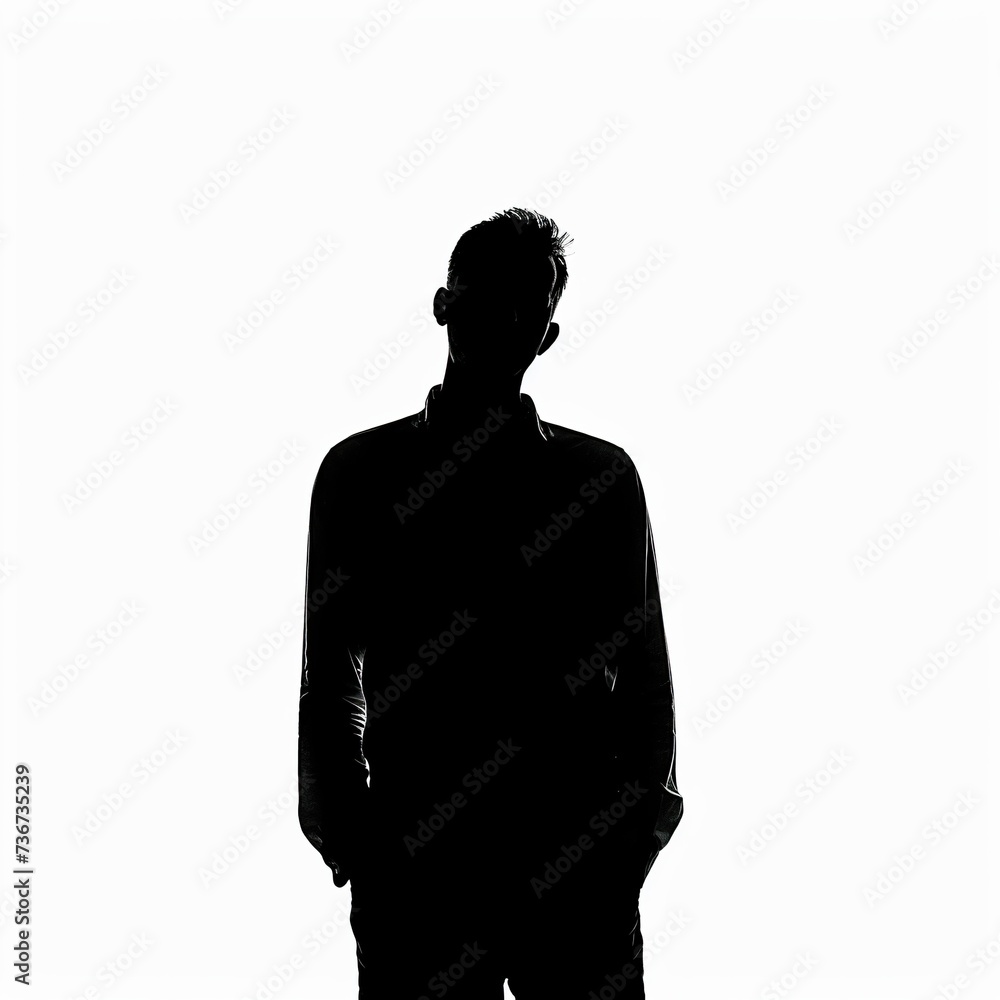 Silhouette of a young man isolated on white background Silhouette of a young man isolated on white background