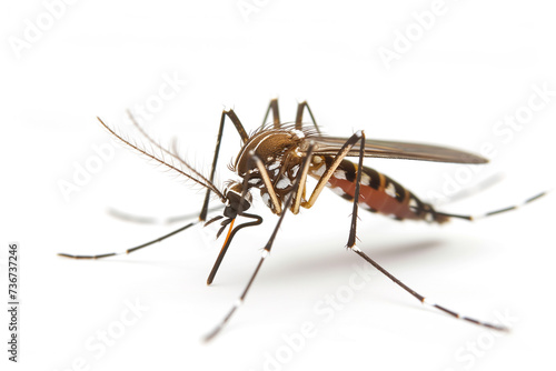 Isolated Dengue Mosquito: Dangerous Insect Against a White Background