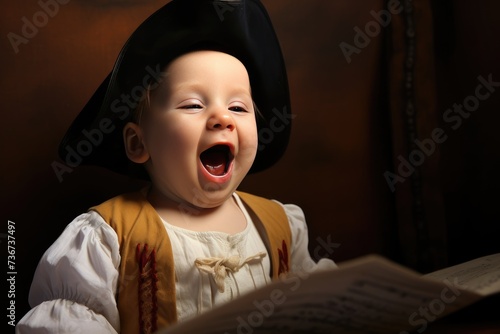 Nursery Rhymes: Singing classic nursery rhymes and songs to the baby. photo