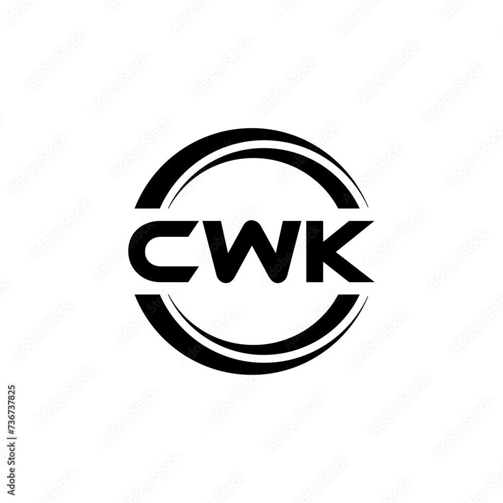 CWK letter logo design with white background in illustrator, vector logo modern alphabet font overlap style. calligraphy designs for logo, Poster, Invitation, etc. - obrazy, fototapety, plakaty 