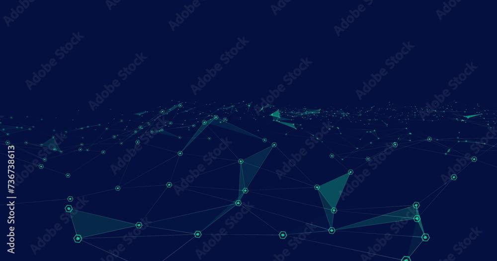 Obraz premium Image of network of connections with icons over blue background