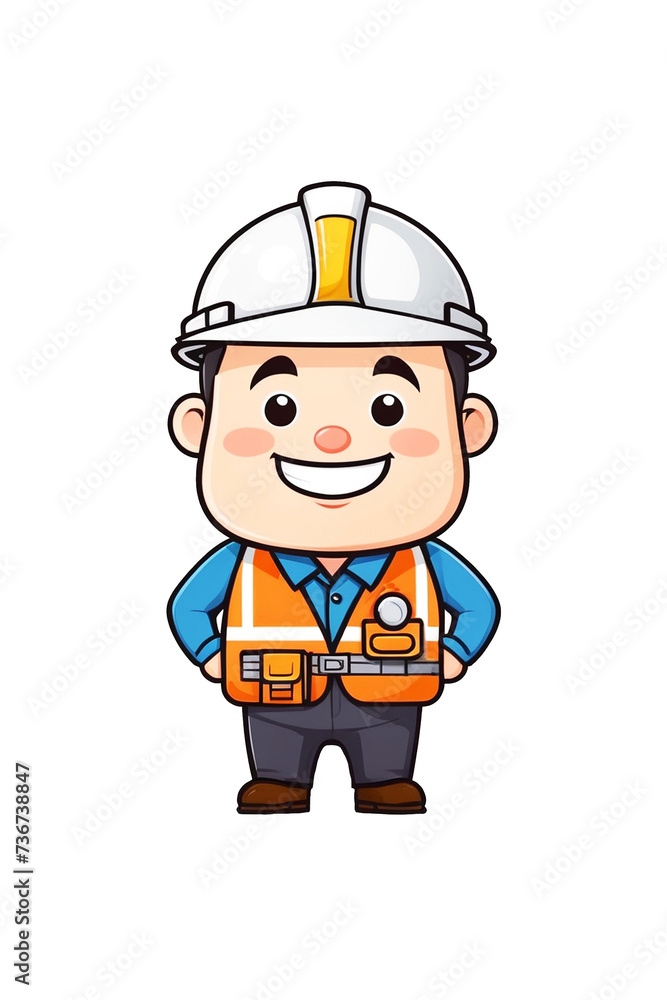 Cute engineer character cartoon icon illustration Cute engineer character cartoon icon illustration
