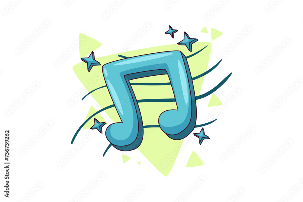 Music Note Functional Music Flat Sticker Design Music Note Functional Music Flat Sticker Design