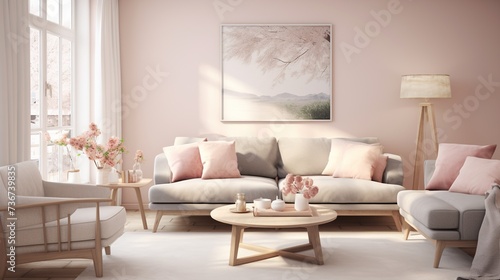 Scandinavian elegance  interior of modern elegant living room 