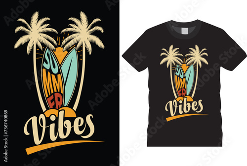 Vector illustration on the theme of SUMMER beach in sea beach surfing vector summer t shirt.