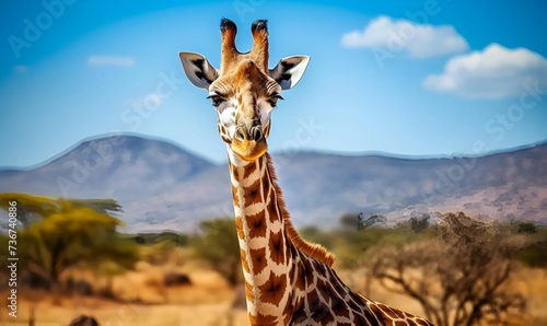 photo cute massai giraffe in tsavo east national park, kenya, africa photo