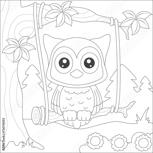 coloring owl hanging in the forest