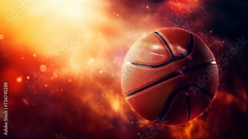 Burning Basketball Ball, Fireball Wallpaper. Neural network AI generated art © mehaniq41