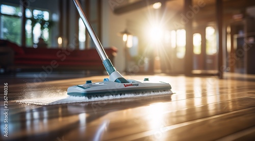 a mop on a wood floor photo