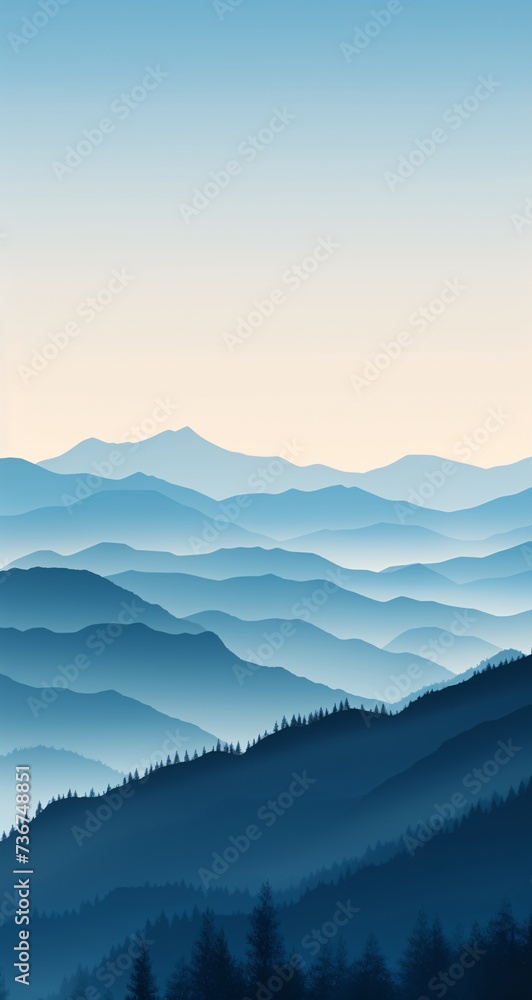 a blue mountains with trees