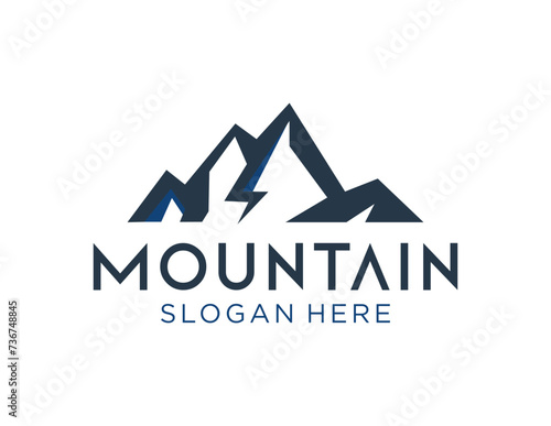The logo design is about Mountain and was created using the Corel Draw 2018 application with a white background.